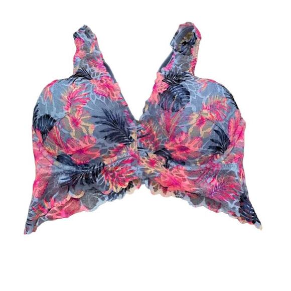 PINK Victoria's Secret Padded Bralette Women's Size S Lace Push Up Tropical - Picture 1 of 11